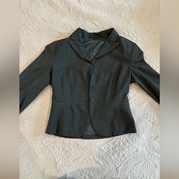 THEORY charcoal grey open front blazer single button lined jacket 6P - Picture 2 of 5